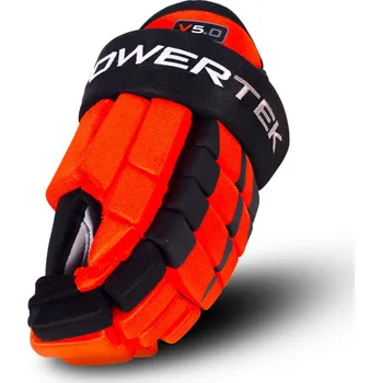 Hokejové rukavice Hokejové rukavice POWERTEK V5.0 Black/Orange Junior 12 palců