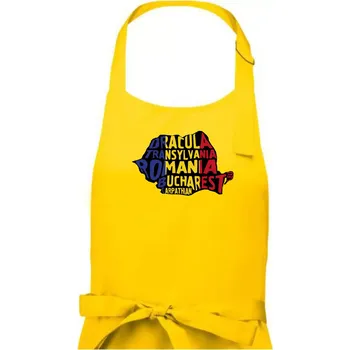 Kuchyňská zástěra Mapy - názvy měst - Rumunsko - Pánská zástěra na vaření - Univerzální velikost ( Žlutá )