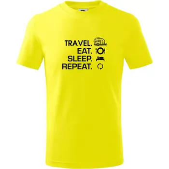 Eat sleep travel - Malý přívěs - Tričko dětské bavlněné - 98 cm / 2 roky ( Citrónová )