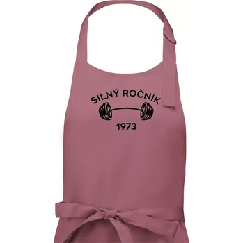 Kuchyňská zástěra Silný ročník - Letopočet 1973 - Dámská zástěra na vaření - Univerzální velikost ( Starorůžová )
