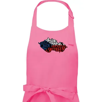 Kuchyňská zástěra Mapy - názvy měst - Česko - Pánská zástěra na vaření - Univerzální velikost ( Růžová )