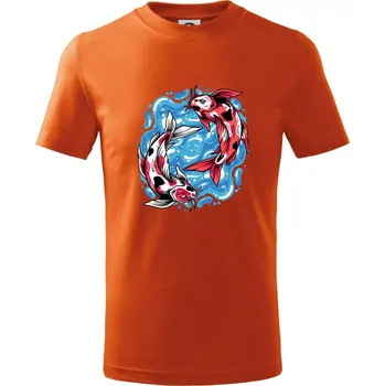 Chlapecké oblečení Yin & Yang Koi kapr - červený - Tričko dětské bavlněné - 158 cm/12 let ( Oranžová )