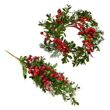 Věnec Věnec a větev zdobený borůvčím a bezinkami Ø30/70 cm