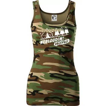 Dámské tričko Nebloudím, objevuji - hory - Dámské Maskáčové tílko - S ( Hnědý maskáč )