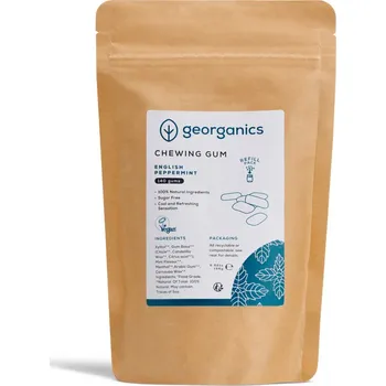 Žvýkačka Georganics | Žvýkačky - máta peprná Počet: 140 ks přírodní žvýkačky s mátou a xylitolem