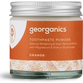 zubní pasta Georganics | Minerální zubní prášek - pomeranč CaCO₃, jedlá soda - šetrné bělení a svěží úsměv - 60 ml