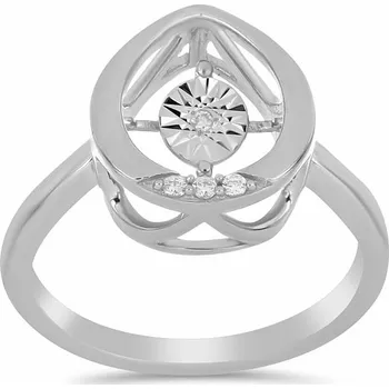 Prsten Prsten stříbrný s broušeným tancujícím diamantem Ag 925 038947 DIA 57 mm (US 8), 2,5 g