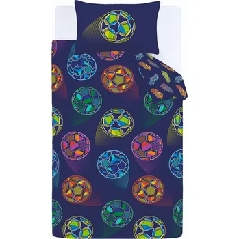 Povlečení Modré dětské povlečení na dvoulůžko 200x200 cm Bright Football – Catherine Lansfield ID_1800337