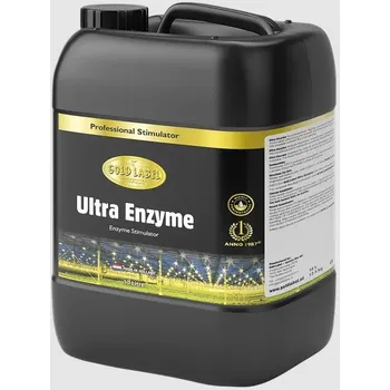 Hnojivo Gold Label Enzyme 10L (Gold Label Ultra Enzyme je silně koncentrovaná enzymová přísada navržená pro zlepšení zdraví substrátu a podporu optimálního růstu rostlin během celého pěstebního cyklu.)