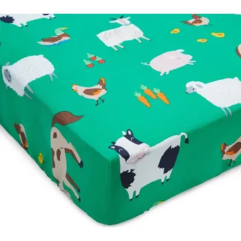 Prostěradlo Zelené napínací dětské prostěradlo do postýlky 70x140 cm Farmyard Animals – Catherine Lansfield ID_1801853