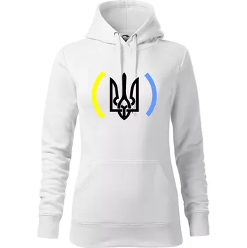 Dámská mikina Ukrajina trojzubec s barvami - Mikina dámská Cape s kapucí - S ( Bílá )