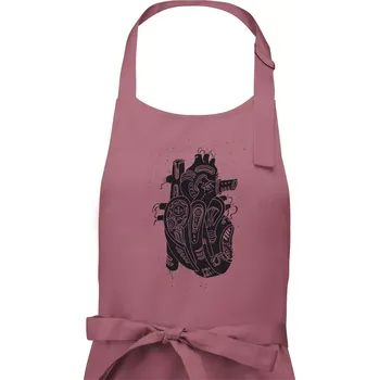 Kuchyňská zástěra Steampunk lidské srdce - Pánská zástěra na vaření - Univerzální velikost ( Starorůžová )