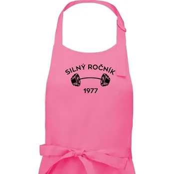 Kuchyňská zástěra Silný ročník - Letopočet 1977 - Pánská zástěra na vaření - Univerzální velikost ( Růžová )