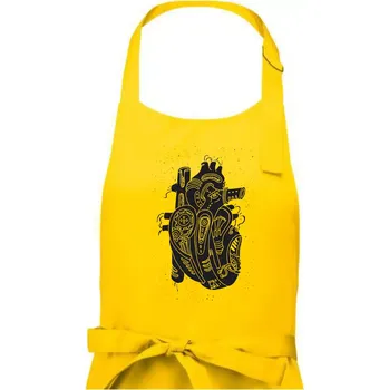 Kuchyňská zástěra Steampunk lidské srdce - Pánská zástěra na vaření - Univerzální velikost ( Žlutá )