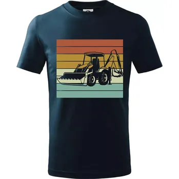 Vintage traktorbagr - Tričko dětské bavlněné - 98 cm / 2 roky ( Námořní modrá (velmi tmavá - téměř černá) )