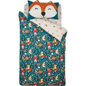 Povlečení Zelené/béžové dětské povlečení na jednolůžko 135x200 cm Fox and Woodland Friends – Catherine Lansfield ID_1801451