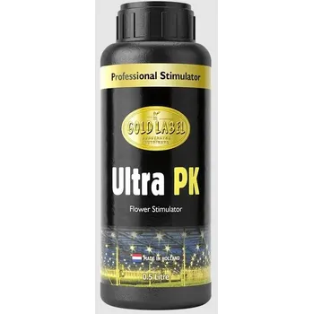 Hnojivo Gold Label Ultra PK 500ml (Gold Label Ultra PK Flower Stimulator je vysoce účinný květový stimulátor navržený pro maximalizaci produkce květů a zlepšení jejich kvality během generativní fáze růstu rostlin. Objem 500 ml.)