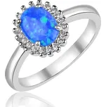 Stříbrný opálový prsten se zirkony