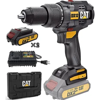 CAT aku bezuhlíková vrtačka s příklepem 18V / 2x2Ah 65Nm DX12 Caterpillar