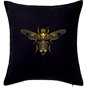 Polštář Steampunk včela s dírou ve křídle - Polštář 50x50 - 50x50 - Pouze potah ( Černá )