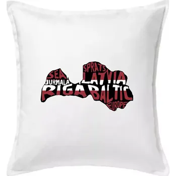 Polštář Mapy - názvy měst - Lotyšsko - Polštář 50x50 - 50x50 - Pouze potah ( Bílá )