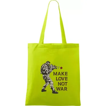 Růže ve zbrani, make love not war - Taška bavlněná - 42 x 38 cm ( Limetková )