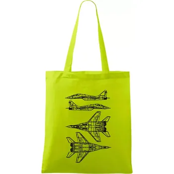 Mig 29 Fulcrum - obrys - Taška bavlněná - 42 x 38 cm ( Limetková )