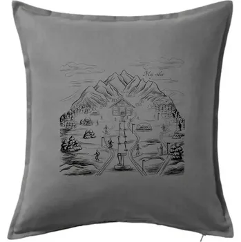 Polštář Hory a lyže - můj relax - Polštář 50x50 - 50x50 - Pouze potah ( Tmavě šedý melír )