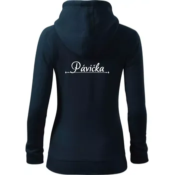 Dámská mikina Staročeština - Pávička - milenka - Dámská mikina trendy zipper s kapucí - S ( Námořní modrá (velmi tmavá - téměř černá) )
