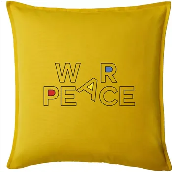 Polštář War, peace - barevný nápis - Polštář 50x50 - 50x50 - Pouze potah ( Žlutá )