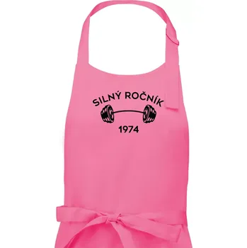 Kuchyňská zástěra Silný ročník - Letopočet 1974 - Pánská zástěra na vaření - Univerzální velikost ( Růžová )
