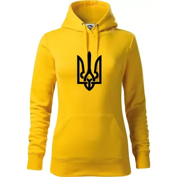 Dámská mikina Ukrajina trojzubec velký - Mikina dámská Cape s kapucí - XL ( Žlutá )