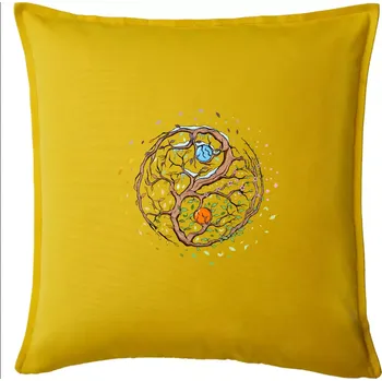 Polštář Yin & Yang strom - zima, léto - Polštář 50x50 - 50x50 - Pouze potah ( Žlutá )
