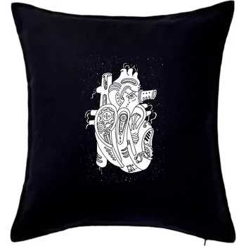 Polštář Steampunk lidské srdce - Polštář 50x50 - 50x50 - Včetně výplně ( Černá )