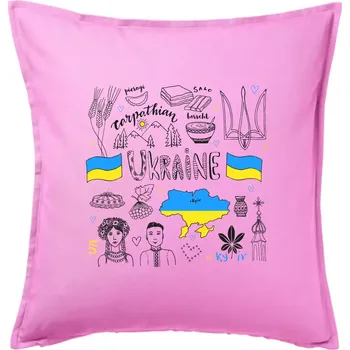 Polštář Ukrajina folklor - kreslené obrázky - Polštář 50x50 - 50x50 - Včetně výplně ( Růžová )