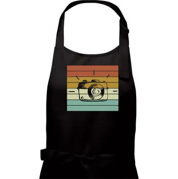 Kuchyňská zástěra Vintage fotoaparát - Dámská zástěra na vaření - Univerzální velikost ( Černá )