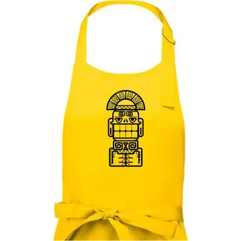 Kuchyňská zástěra Mayové - socha se zuby - Pánská zástěra na vaření - Univerzální velikost ( Žlutá )