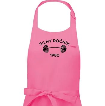 Kuchyňská zástěra Silný ročník - Letopočet 1980 - Dámská zástěra na vaření - Univerzální velikost ( Růžová )