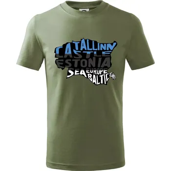 Chlapecké oblečení Mapy - názvy měst - Estonsko - Tričko dětské bavlněné - 122 cm/6 let ( Khaki )