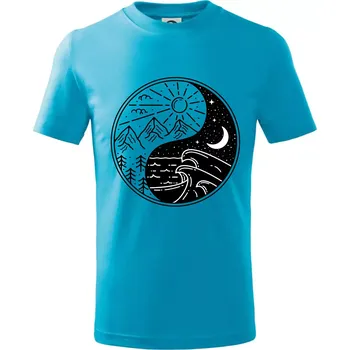 Chlapecké tričko Yin & Yang hory a moře - Tričko dětské bavlněné - 98 cm / 2 roky ( Světlý tyrkys )