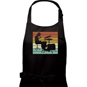 Kuchyňská zástěra Vintage bubeník - Pánská zástěra na vaření - Univerzální velikost ( Černá )
