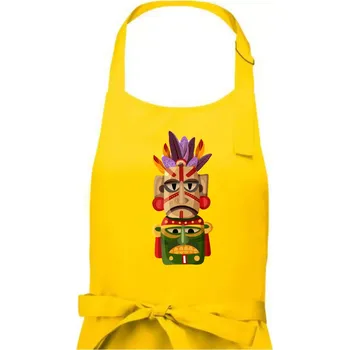 Kuchyňská zástěra Mayové maska s peřím - Pánská zástěra na vaření - Univerzální velikost ( Žlutá )