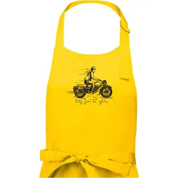 Kuchyňská zástěra Celý život na výletě - motorka - Dámská zástěra na vaření - Univerzální velikost ( Žlutá )