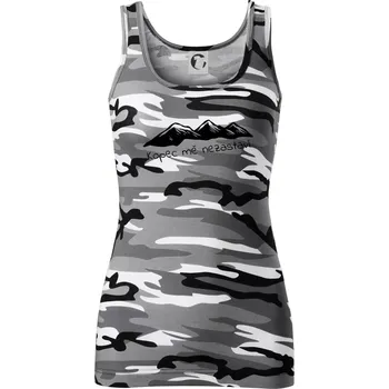 Dámské tričko Kopec mě nezastaví - hory - Dámské Maskáčové tílko - XS ( Šedý maskáč )