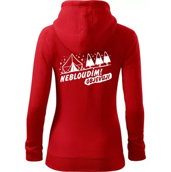 Dámská mikina Nebloudím, objevuji - hory - Dámská mikina trendy zipper s kapucí - S ( Červená )