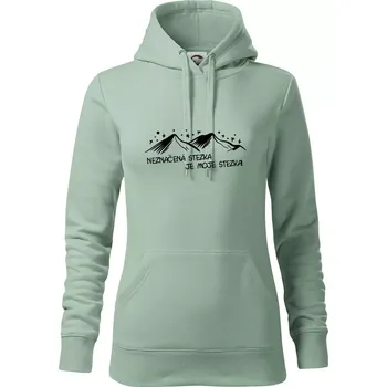 Dámská mikina Neznačená stezka je moje stezka - Mikina dámská Cape s kapucí - XS ( Sage )