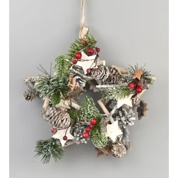 Vánoce Hvězda ratanová s bezinkami 23 cm