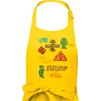 Kuchyňská zástěra Mayové - ikony příšery - Dámská zástěra na vaření - Univerzální velikost ( Žlutá )