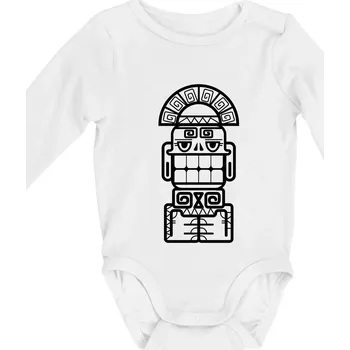 Mayové - socha se zuby - Body kojenecké s dlouhým rukávem - Dlouhý r. 3-6 měs ( Bílá )