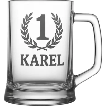 Sklenice Půllitr s pískovaným motivem "Moto 1" (Půllitr pro sportovce s pískovaným motivem Moto 1, skleněný)